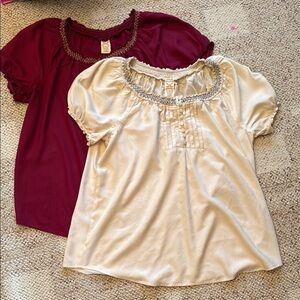 Faded Glory Flutter Sleeve Blouse Relaxed Fit. Set of 2